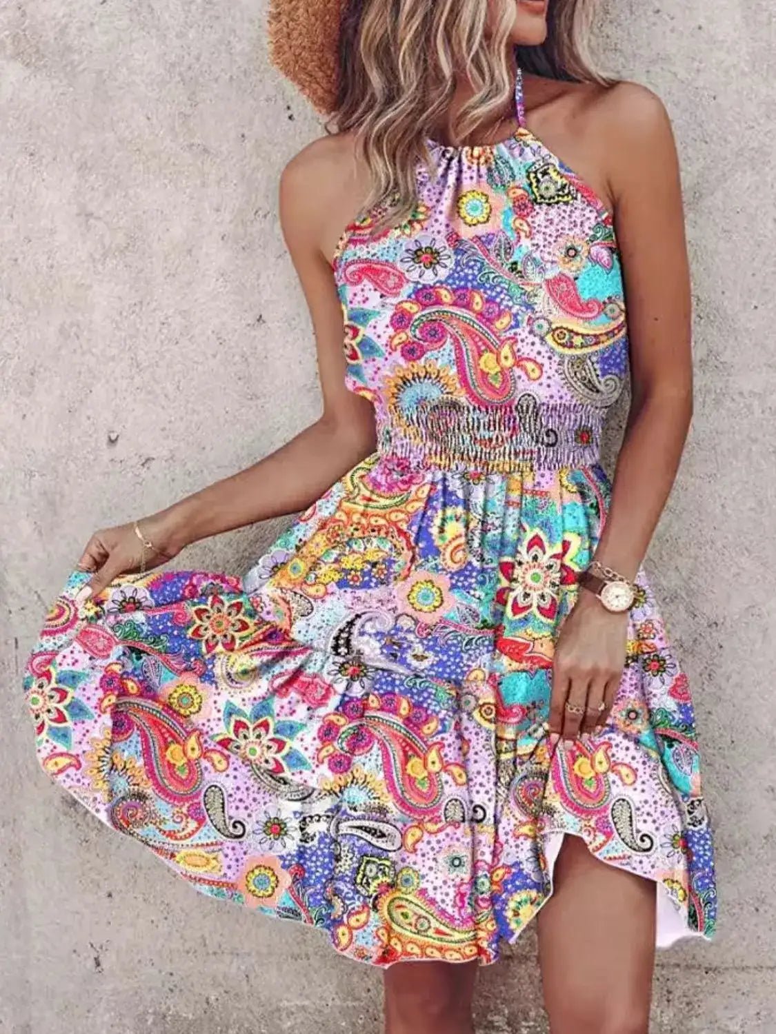 Paisley Print Halter Neck Mini Dress - Bela Fils BoutiqueBela Fils Boutique